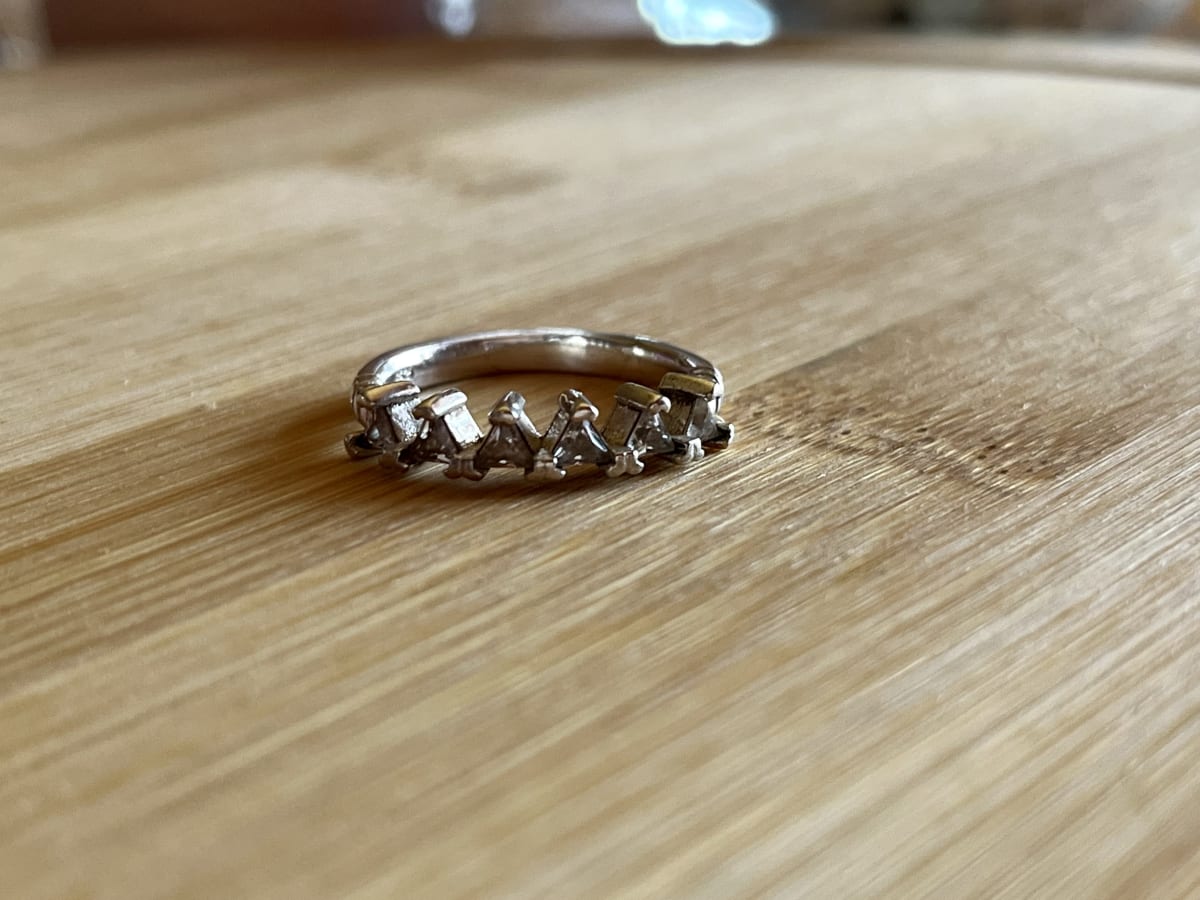 Anillo plata 925 cintillo mini triangulos #161