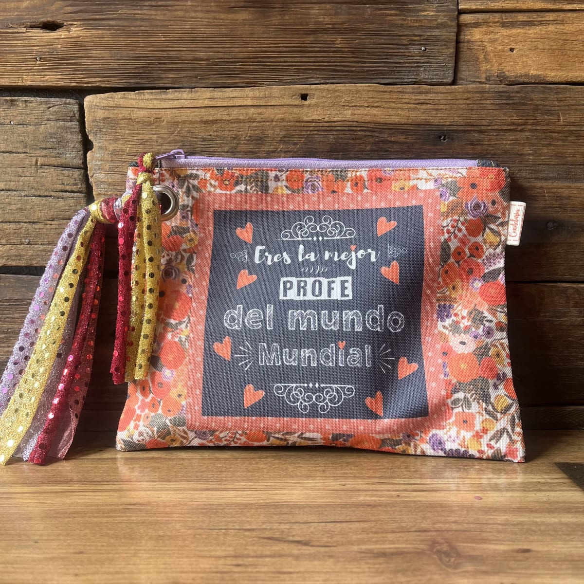 Estuche XL PROFE eres la mejor profe del mundo mundial lila variedades1