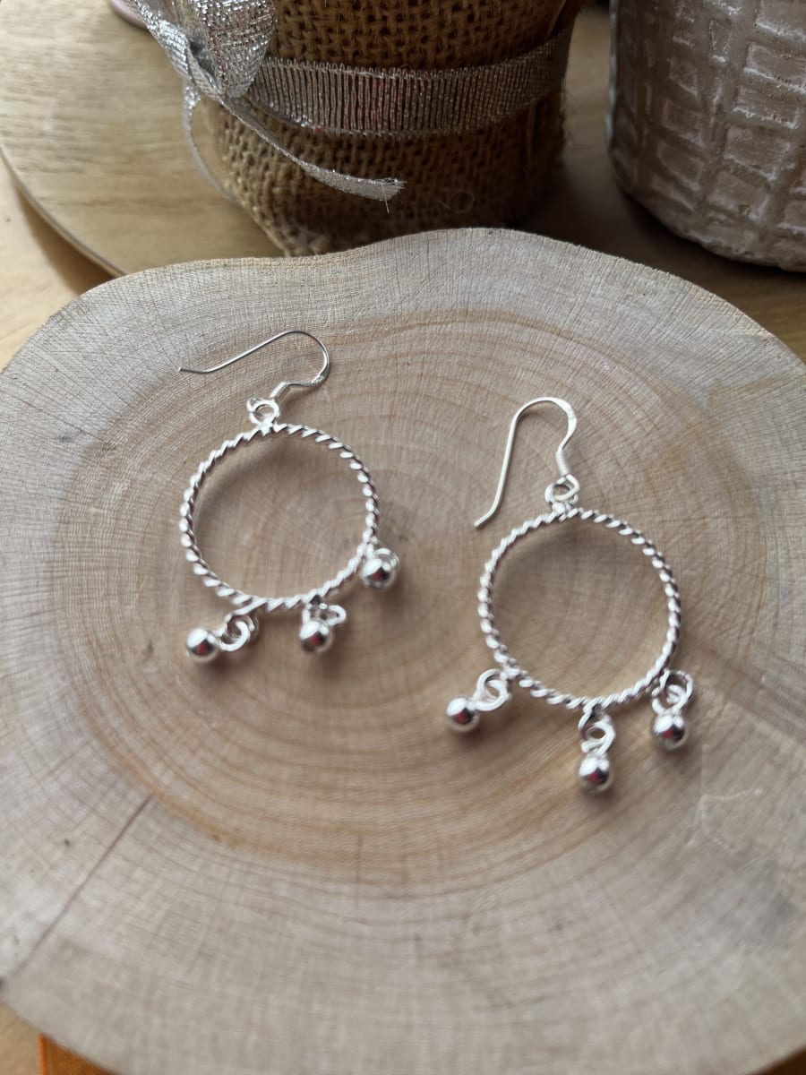 Aros plata 925 colgante argolla 3 pelotitas1