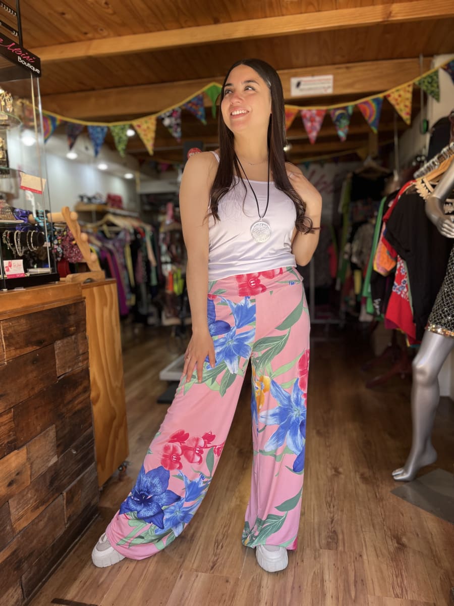 Palazzo lycra rosado floral1