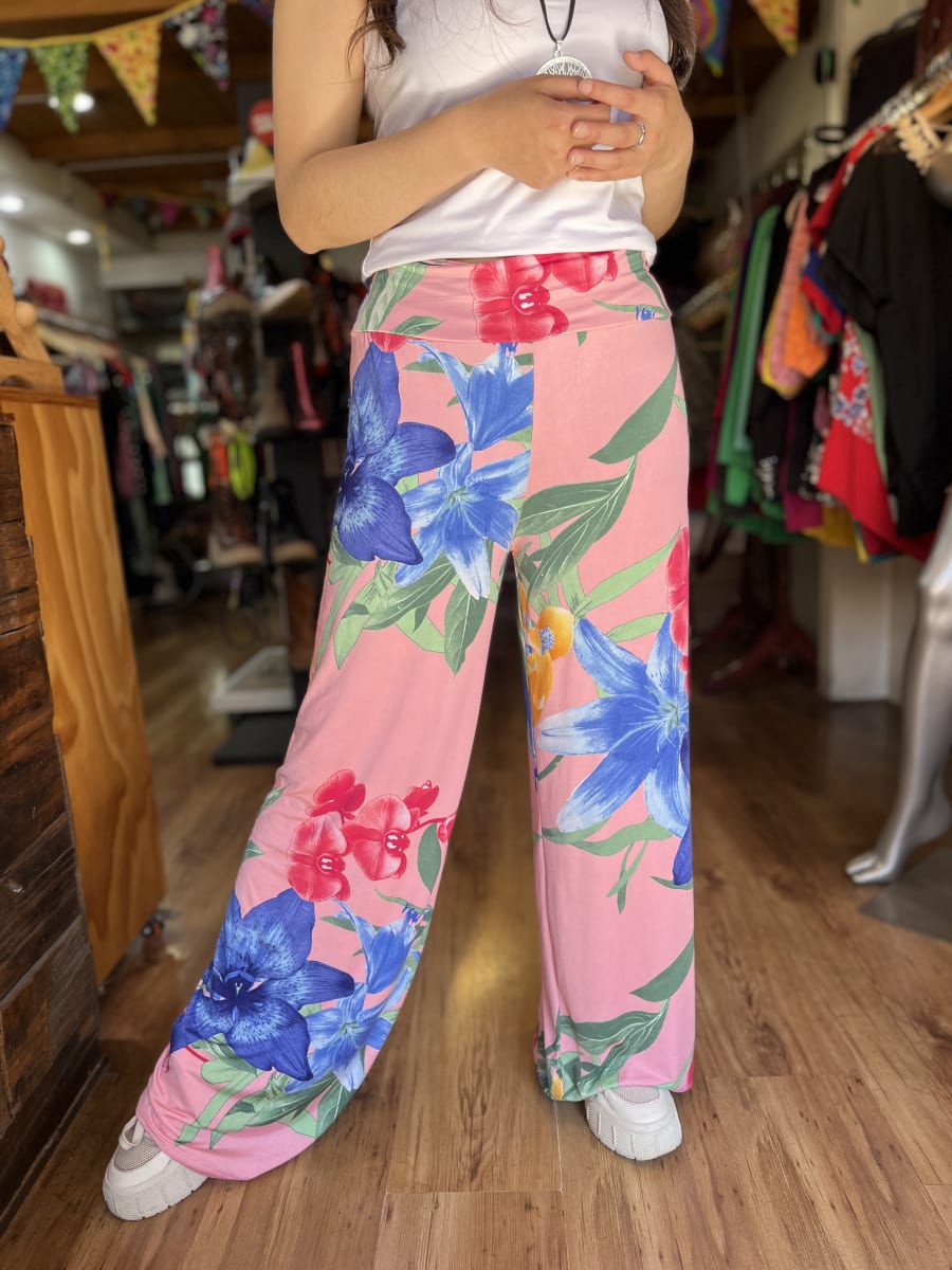 Palazzo lycra rosado floral2