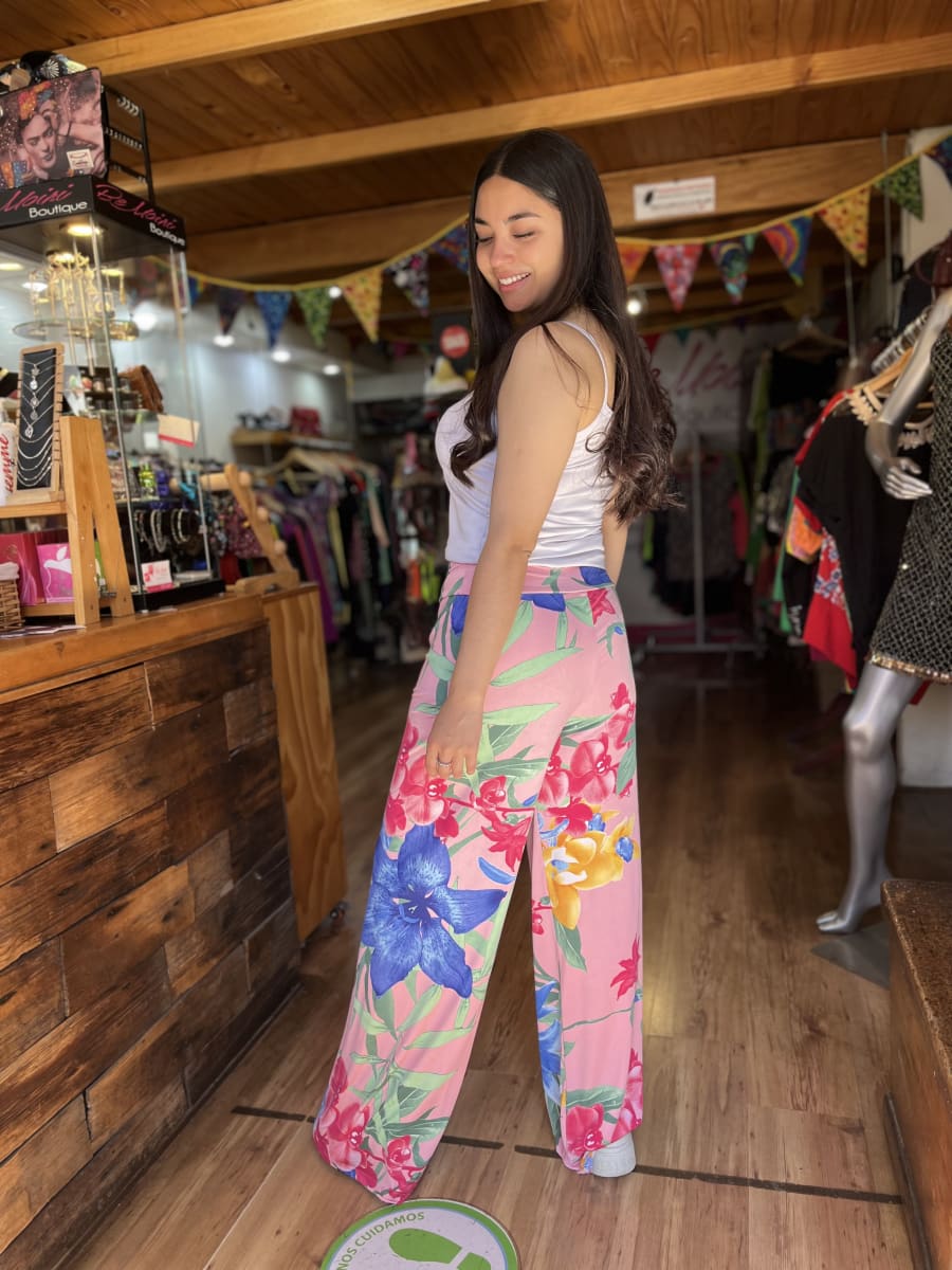 Palazzo lycra rosado floral3