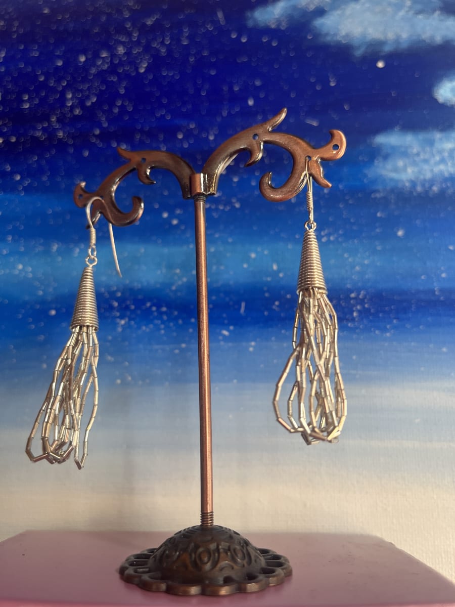 Aros Plata 925 colgantes lluvia de mostacillas1