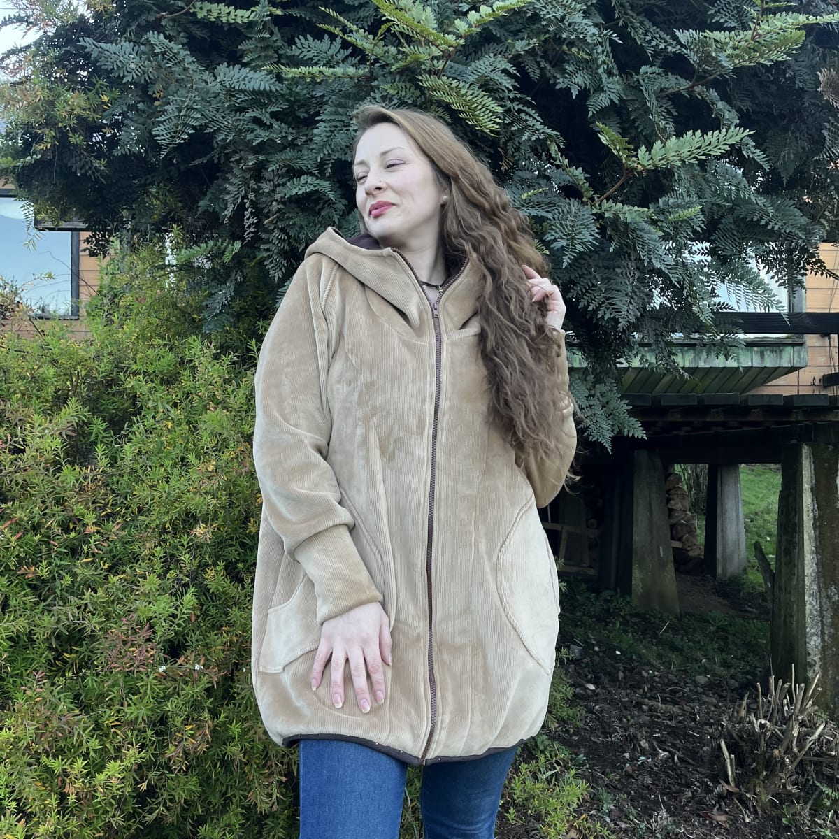 Chaqueta Mila cotele forrado beige hojas diente de leon3