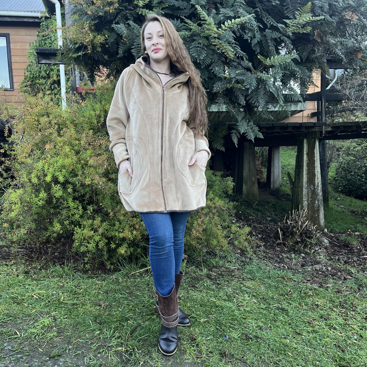 Chaqueta Mila cotele forrado beige hojas diente de leon2