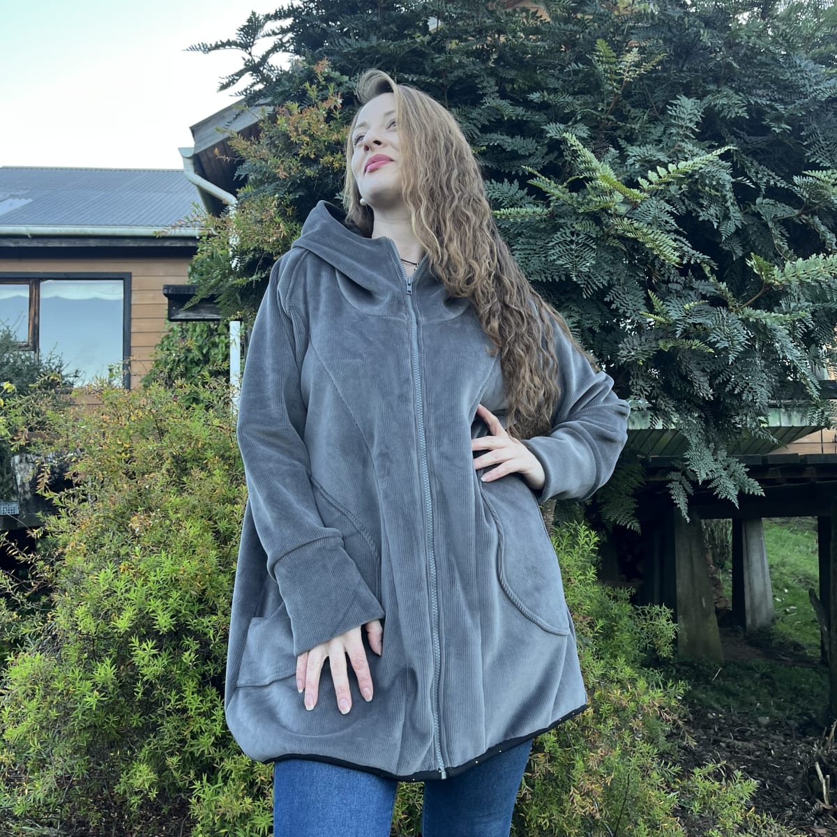 Chaqueta Mila cotele forrado gris corazon tie dye1