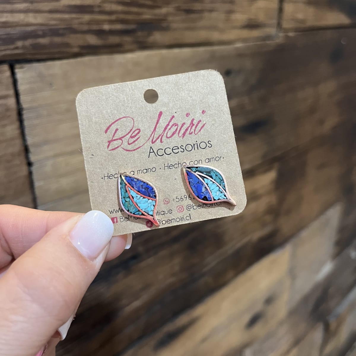 Aros N&F cobre plata bronce hoja mosaico lapislazuli turquesa crisocola2