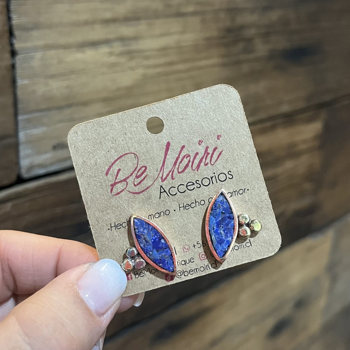 Aros N&F cobre plata bronce hoja mosaico lapislazuli2