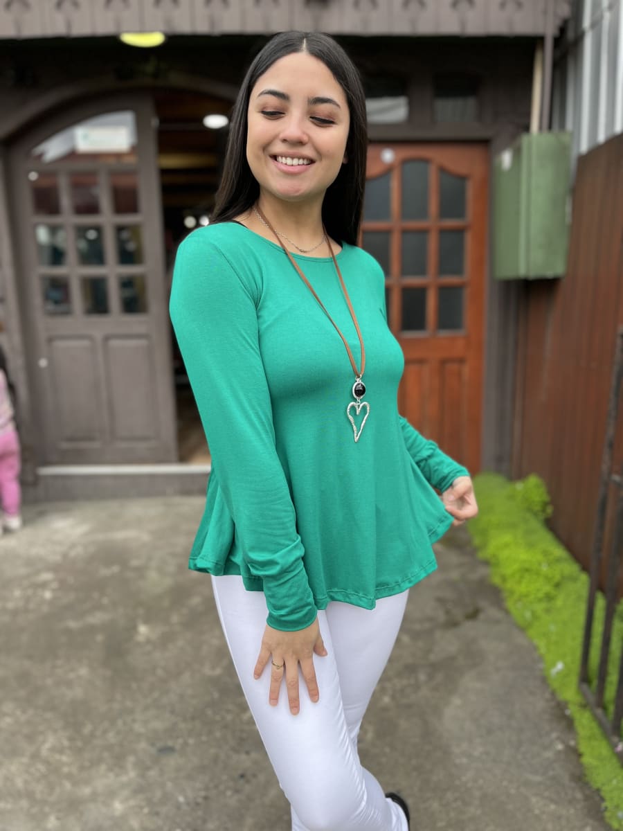 Polera Ana verde modal algodón manga larga2