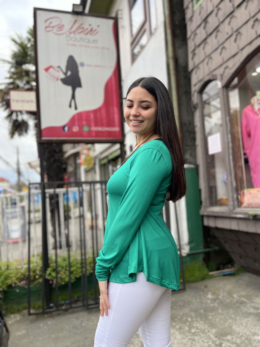Polera Ana verde modal algodón manga larga3