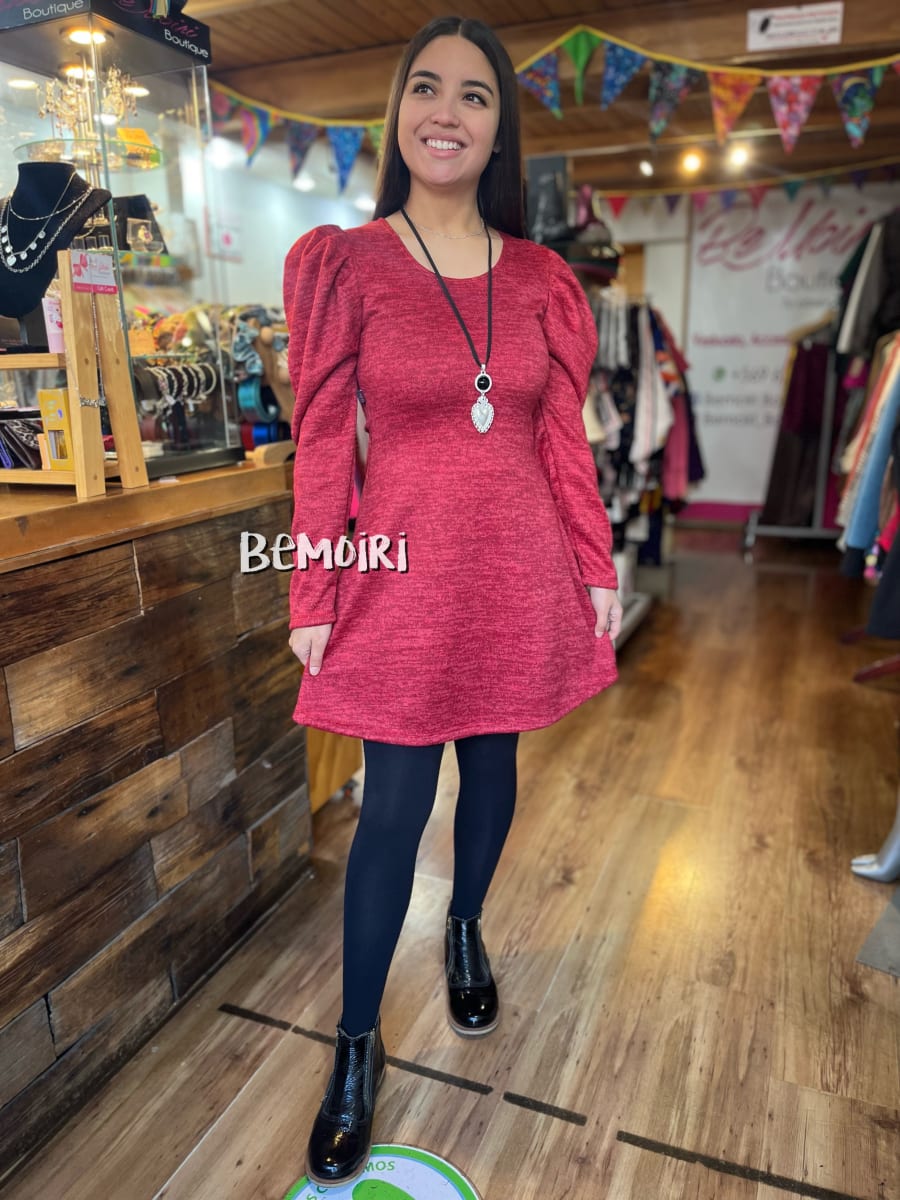 Vestido Eldy lanilla italiana rojo manga princesa3