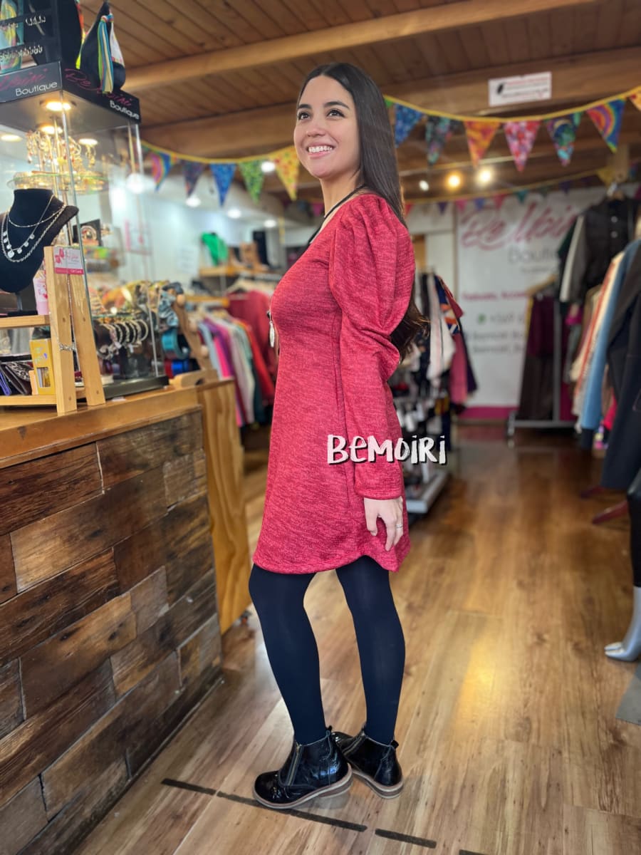 Vestido Eldy lanilla italiana rojo manga princesa2