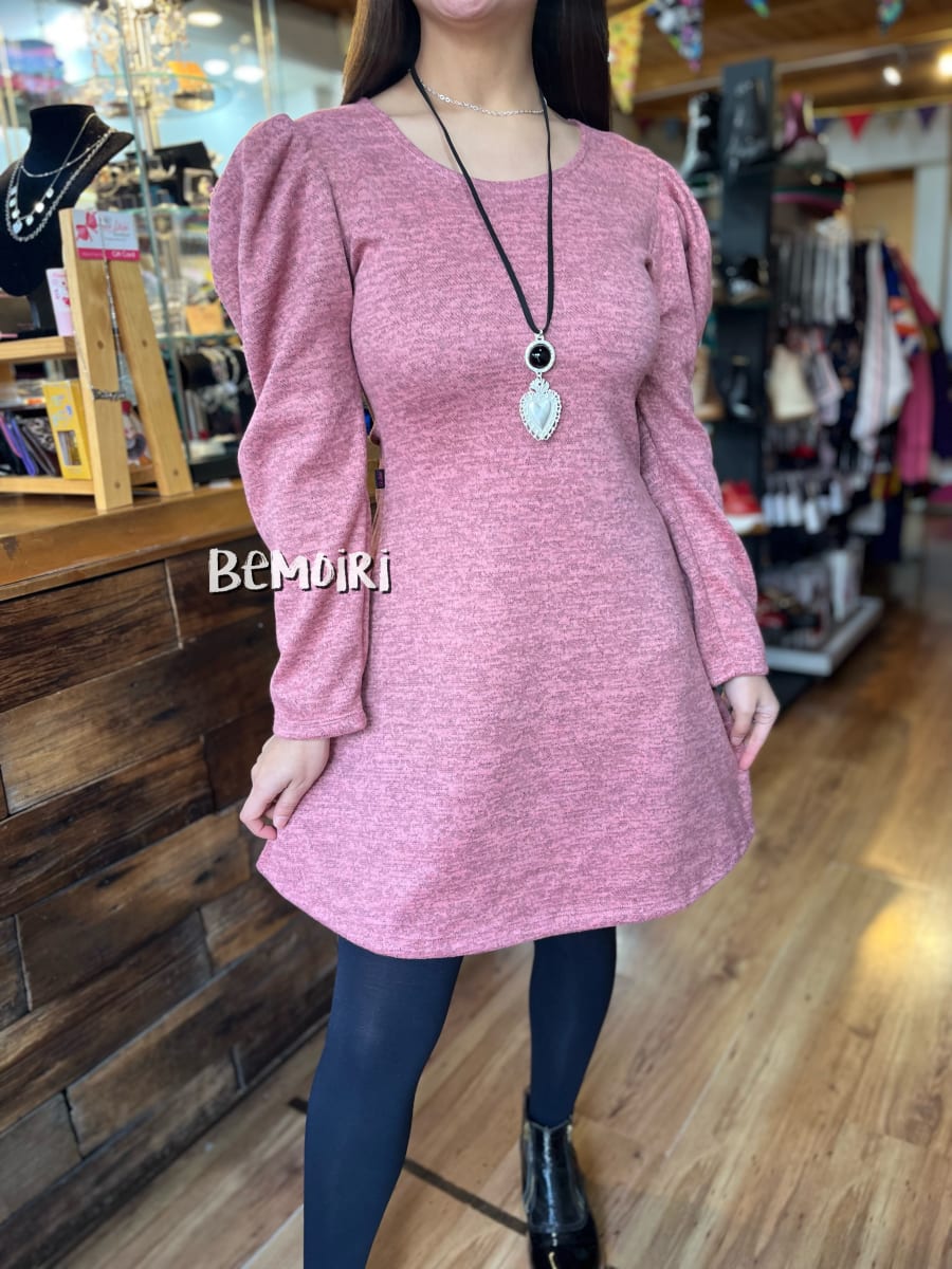 Vestido Eldy lanilla palo rosa manga  princesa2