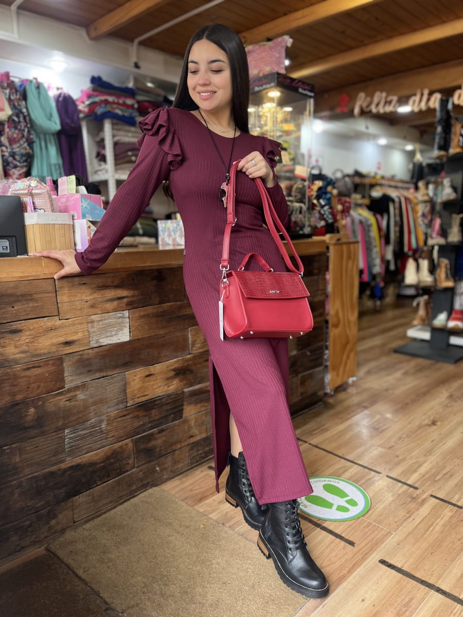 Maxidress Yaritza canuton Burdeo vuelo en mangas2