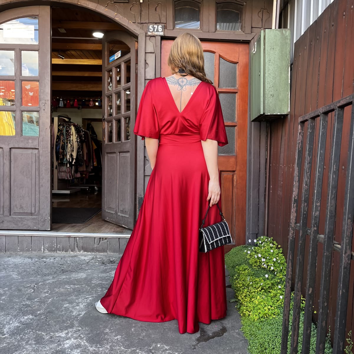 Vestido fiesta alas de ángel rojo2