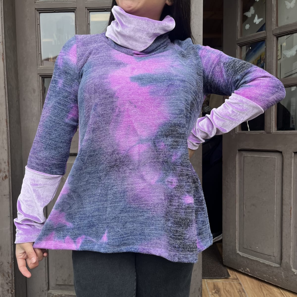 Poleron Paola lanilla tie dye morado azul3