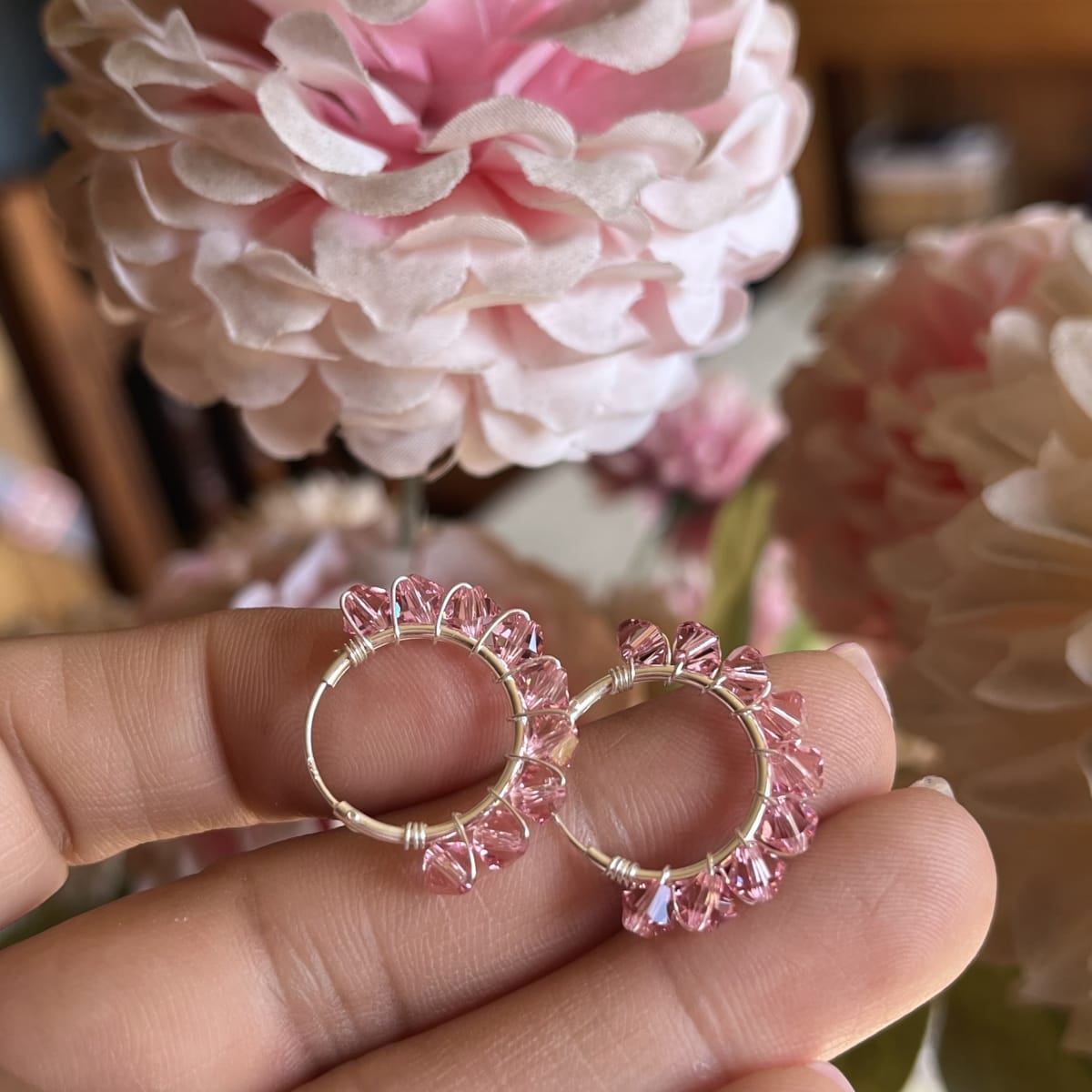 Argolla Plata 925 rosa cristales alambrismo1