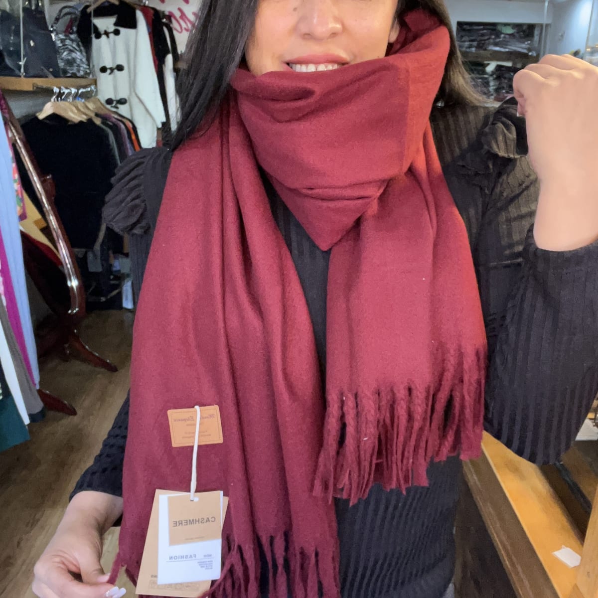 Bufanda cashmere Italy burdeo intenso1
