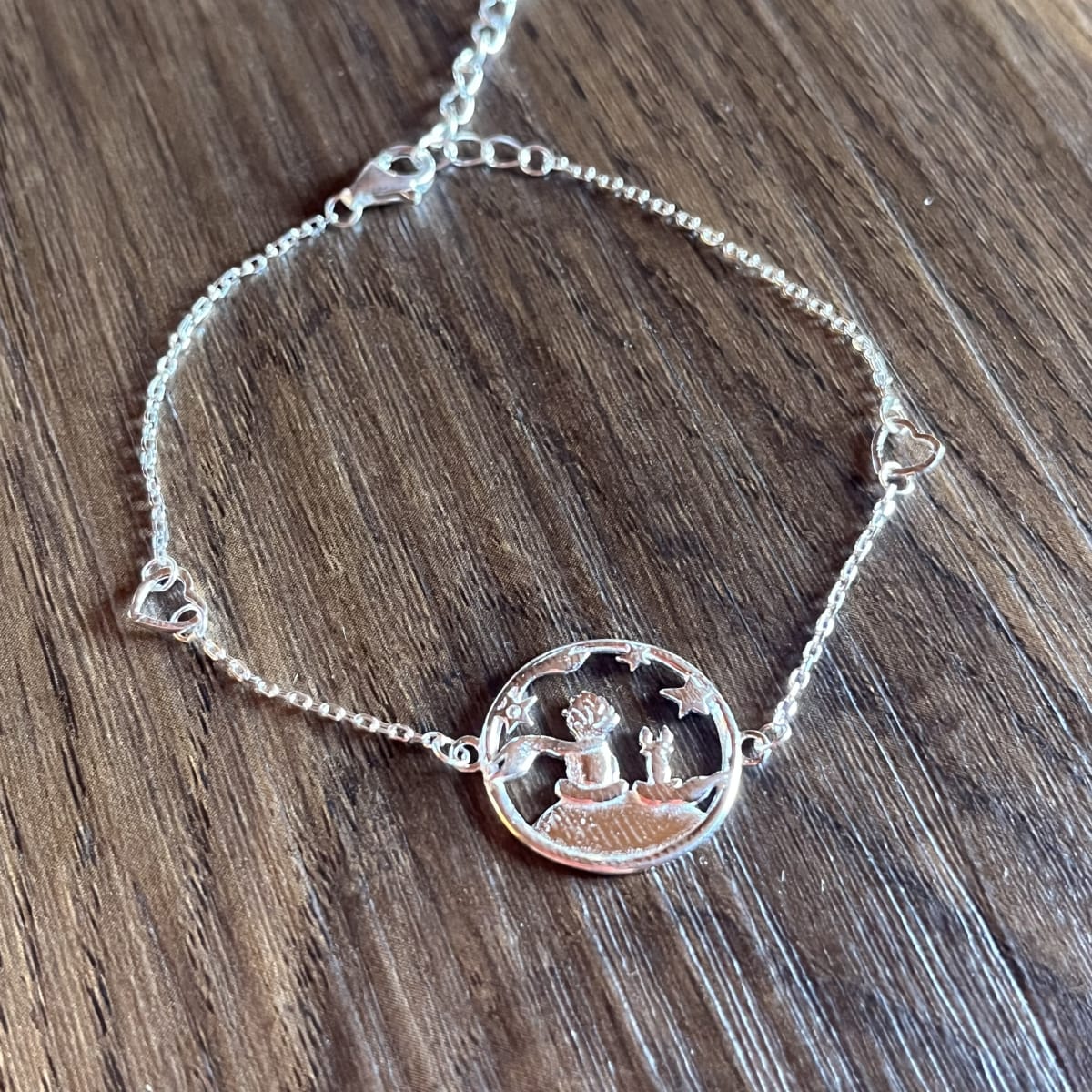 Pulsera plata 925 El Principito y el zorro2