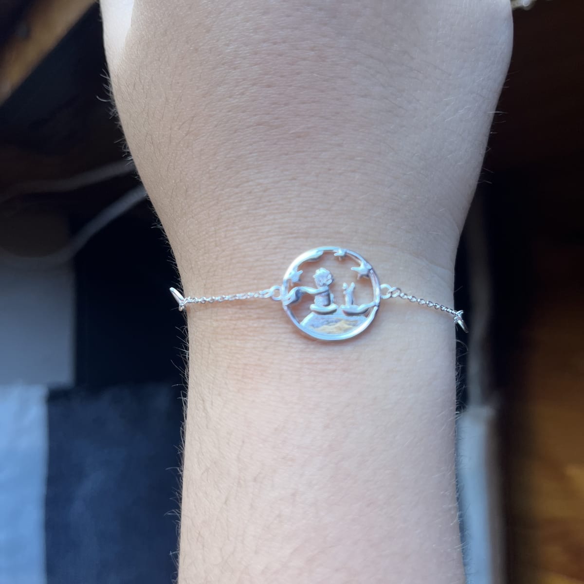 Pulsera plata 925 El Principito y el zorro1
