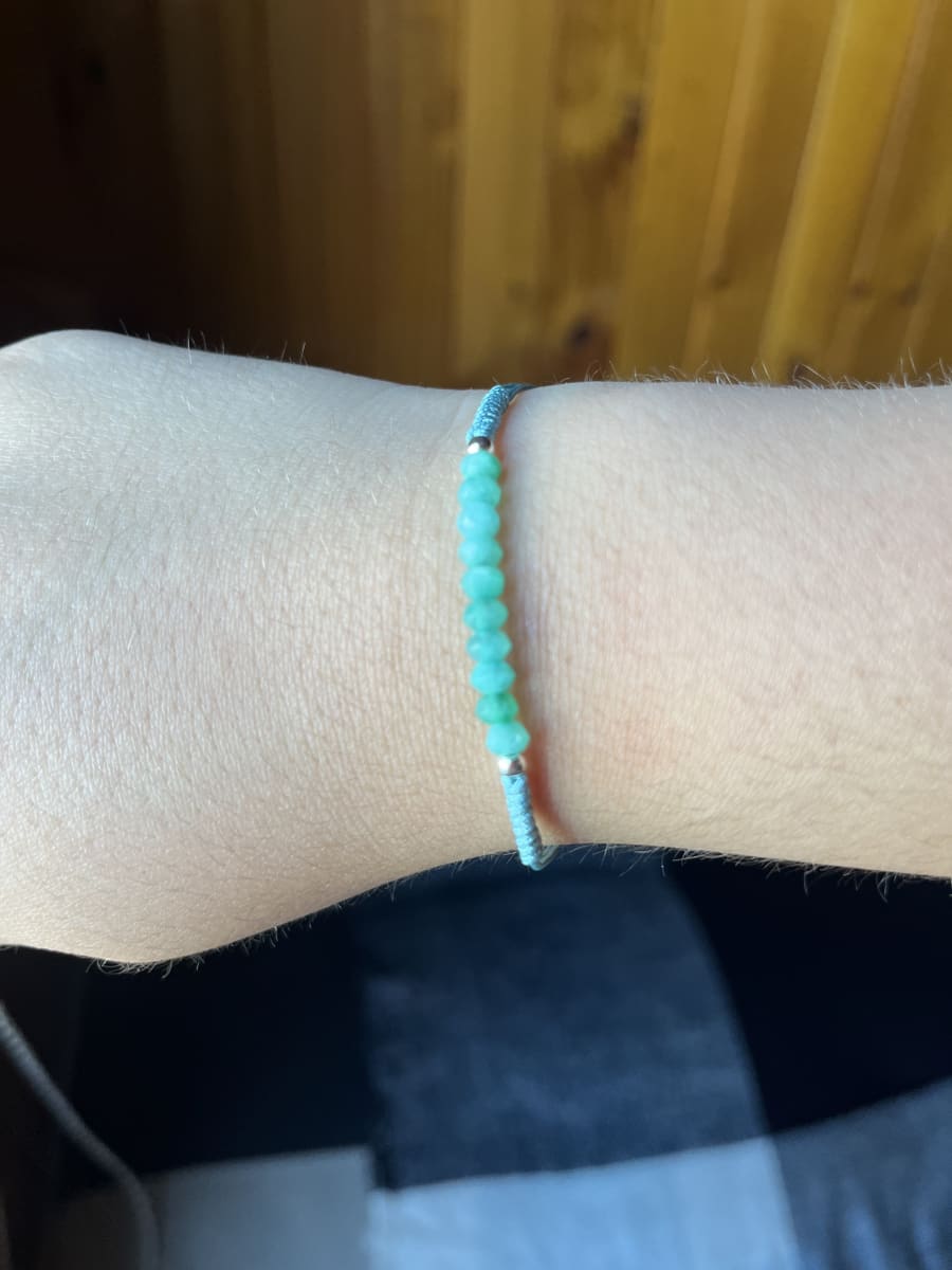 Pulsera Plata 925 aqua verde cristales hilo macramé1