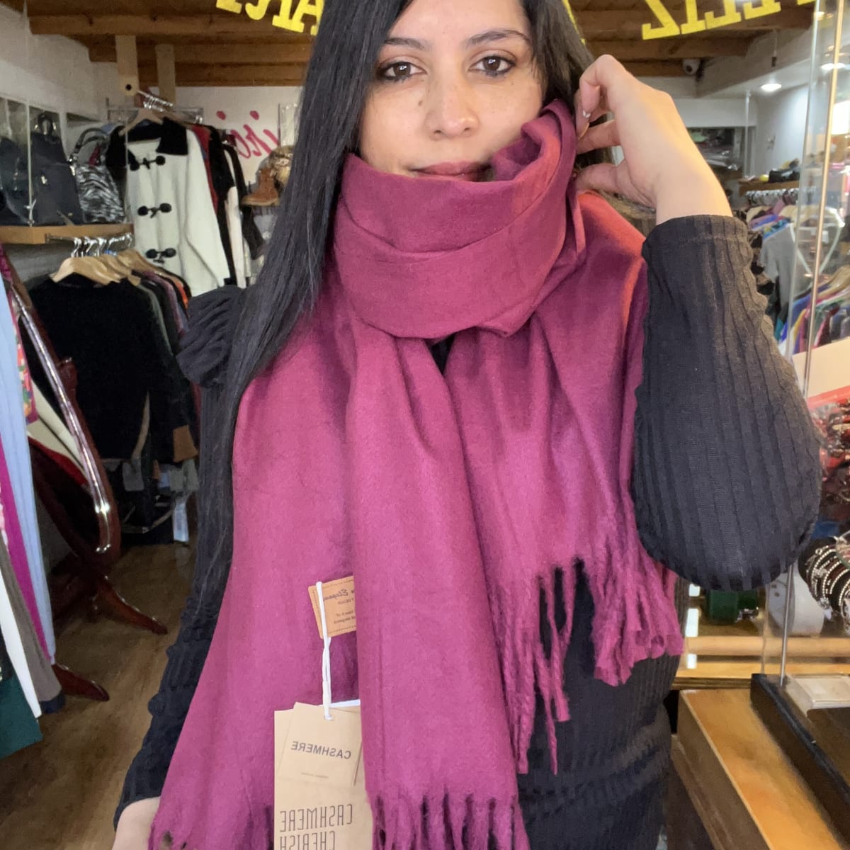 Bufanda cashmere Italy burdeo1