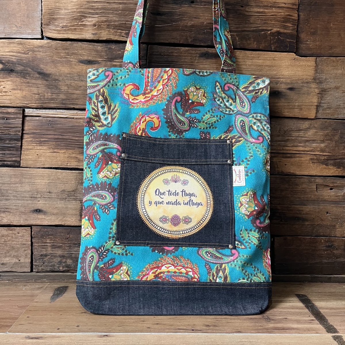 Tote Bag Que todo fluya y que nada influya turquesa mandalas1