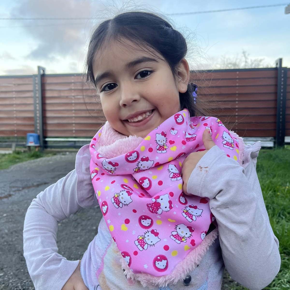 Bandana Isidora Hello Kitty rosada corazones palo rosa1