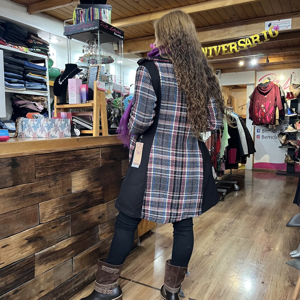 Abrigo Kisu make escoces magenta forrado micropolar3
