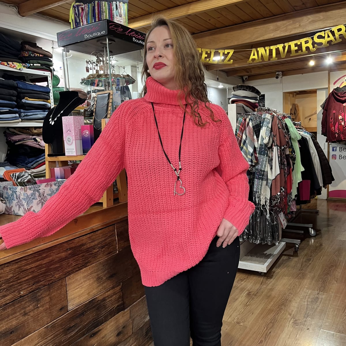 Sueter lana coral cuello alto punto ingles3