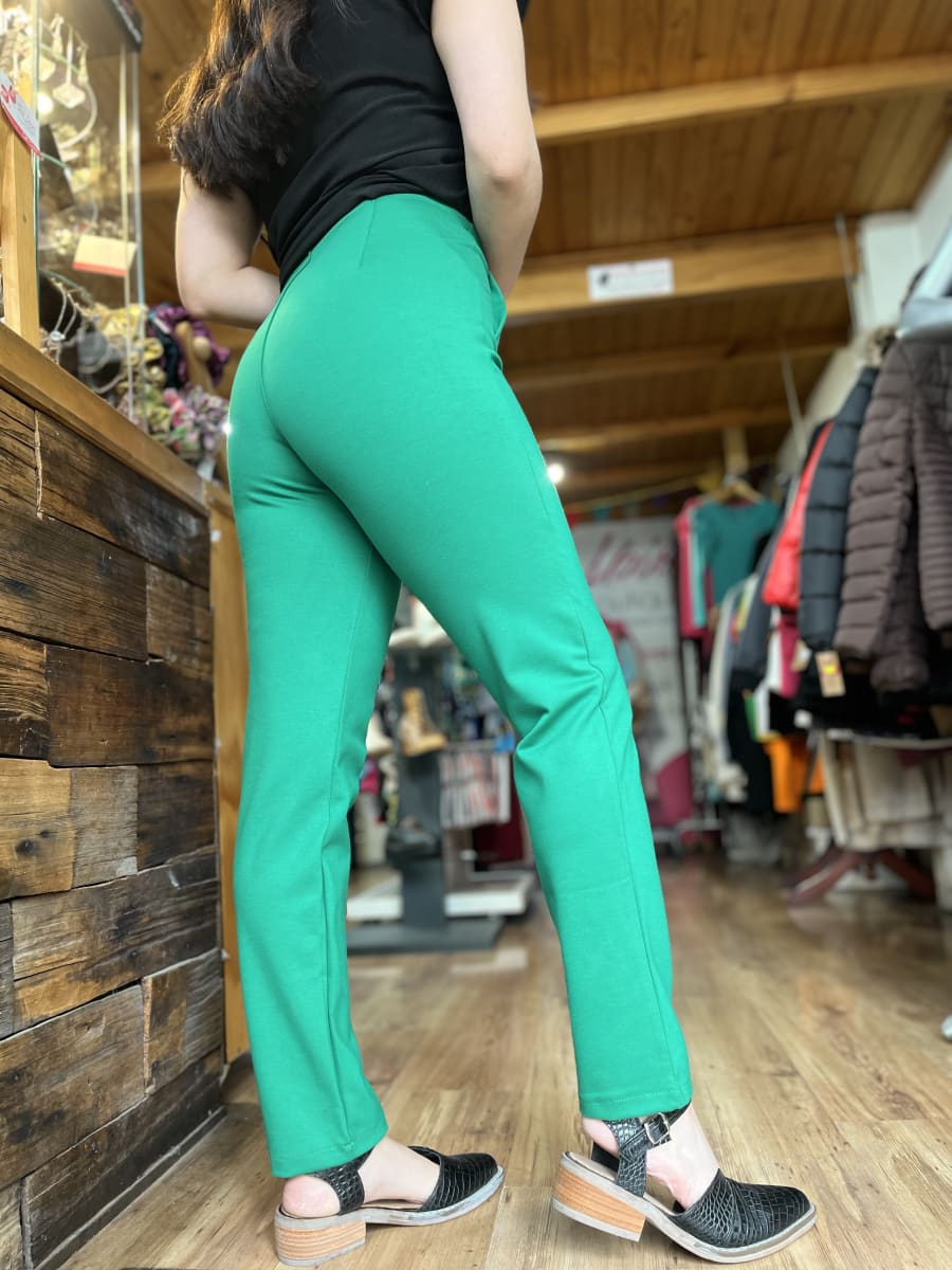 Pantalon con pinzas pitillo algodón verde3