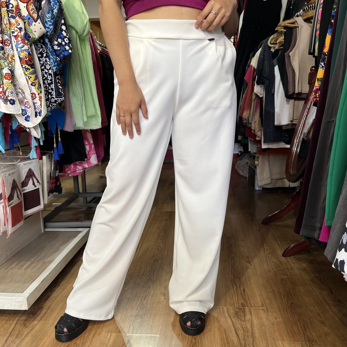 Pantalon palazzo Lilian blanco invierno con bolsillos2