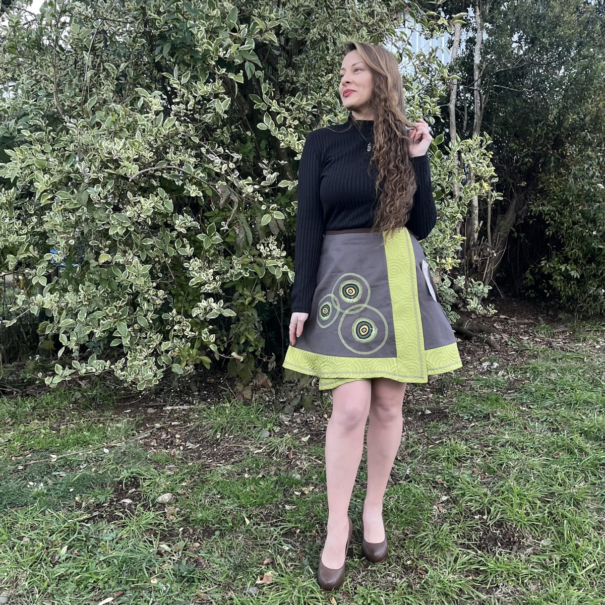 Falda kisu pareo envolvente verde limon gris1