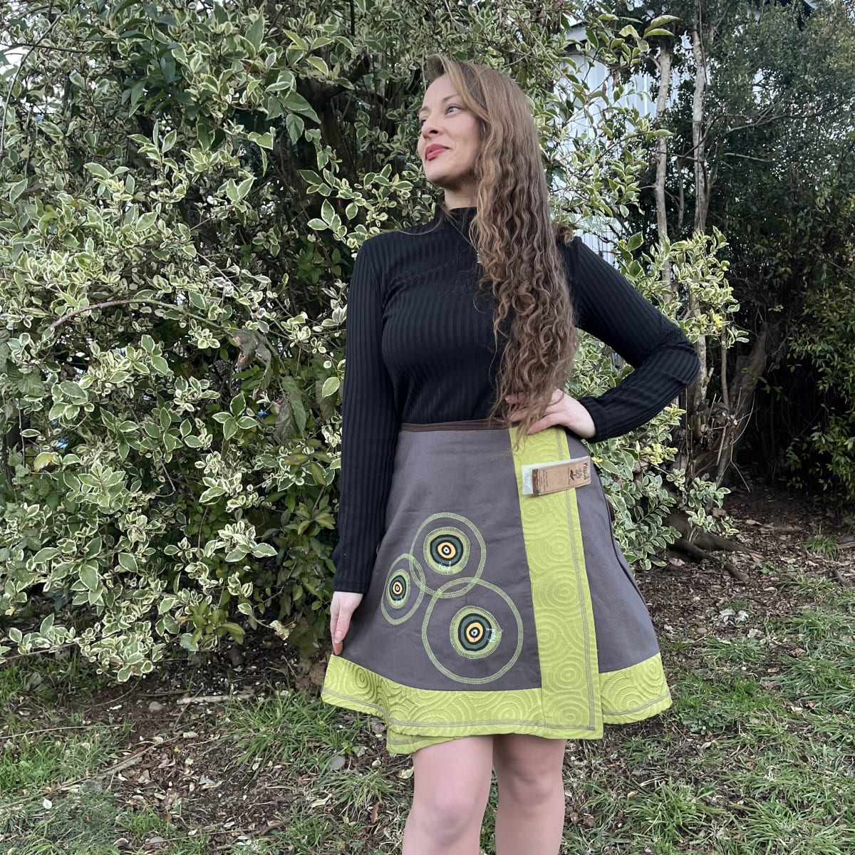 Falda kisu pareo envolvente verde limon gris2