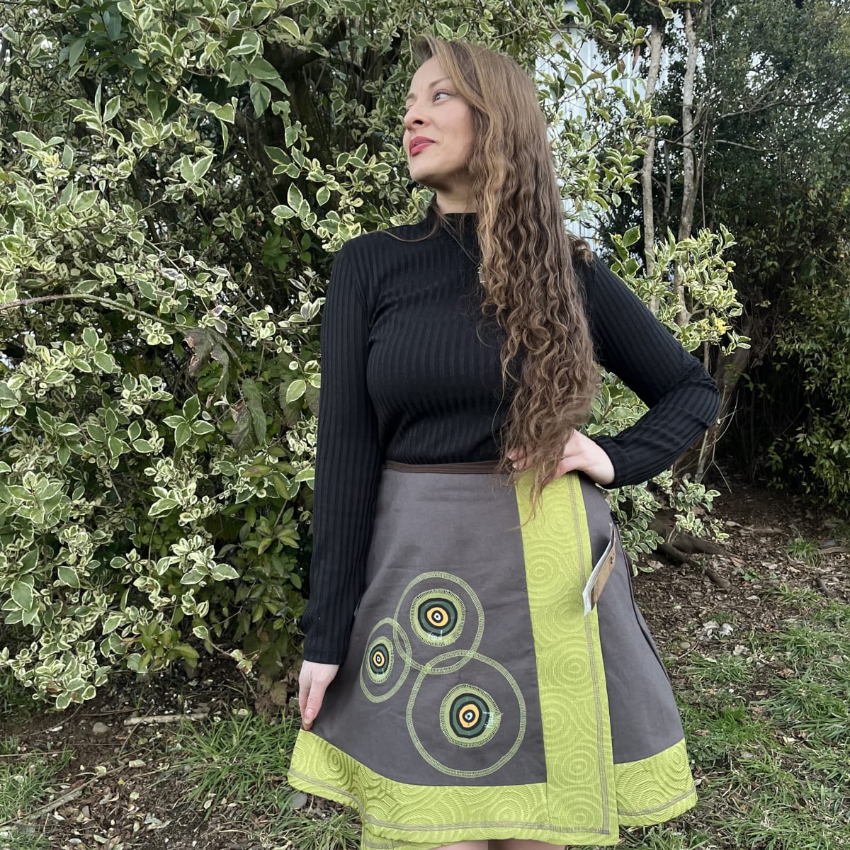 Falda kisu pareo envolvente verde limon gris3