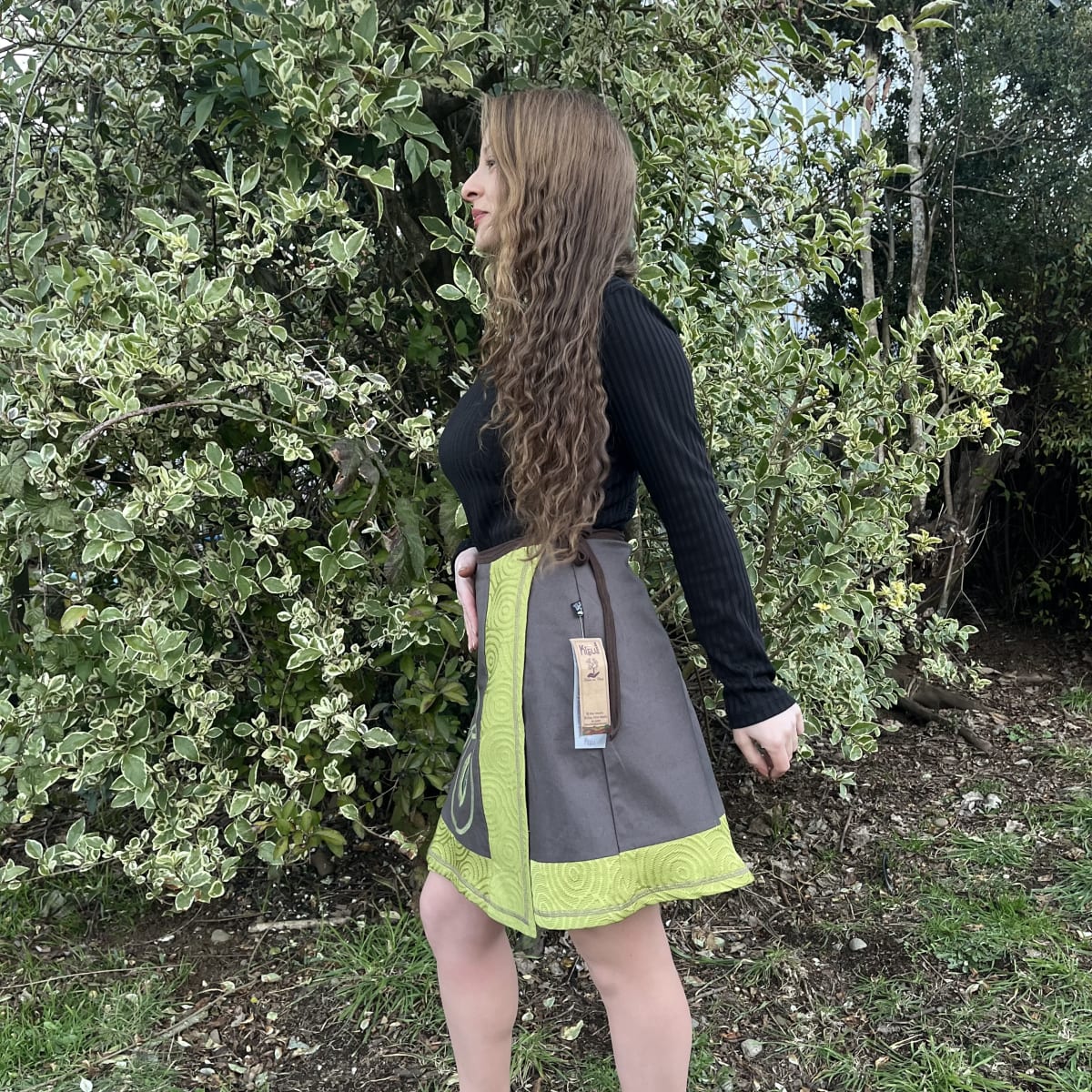 Falda kisu pareo envolvente verde limon gris5