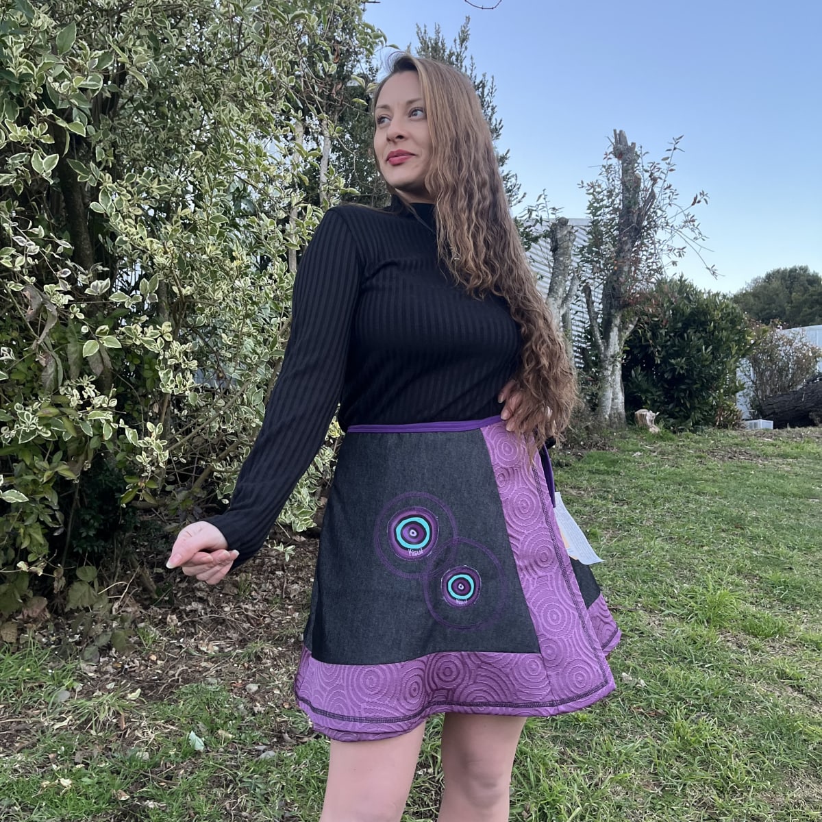 Falda kisu pareo envolvente morado mezclilla2