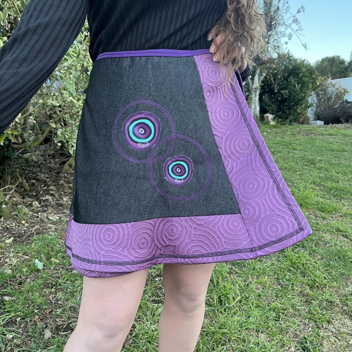 Falda kisu pareo envolvente morado mezclilla3
