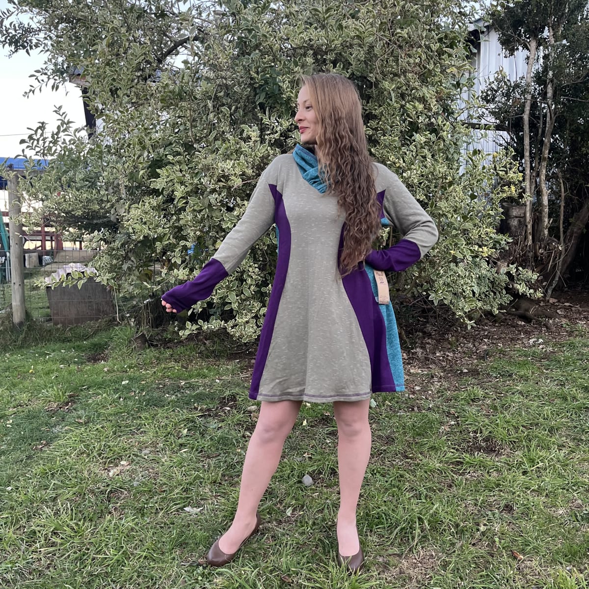 Vestido Kisu Aylen doble faz verde morado turquesa2