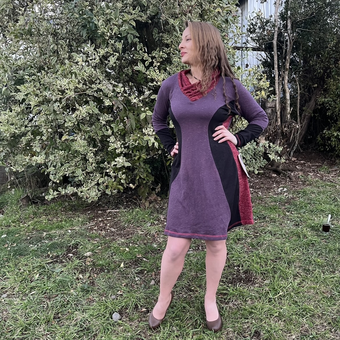 Vestido Kisu Aylen doble faz morado negro rojo2