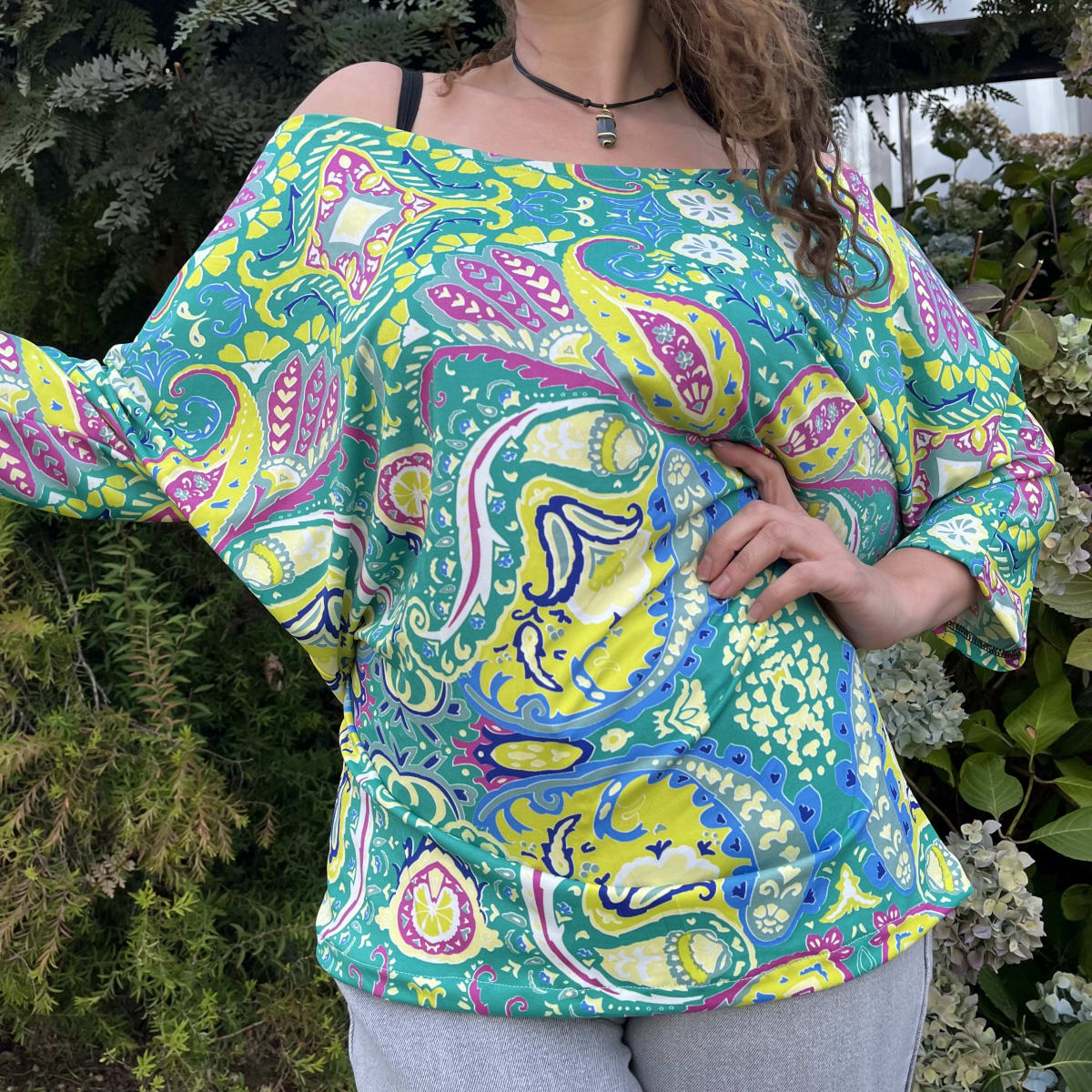 Polera Marlene lycra turquesa mandalas amarilla3