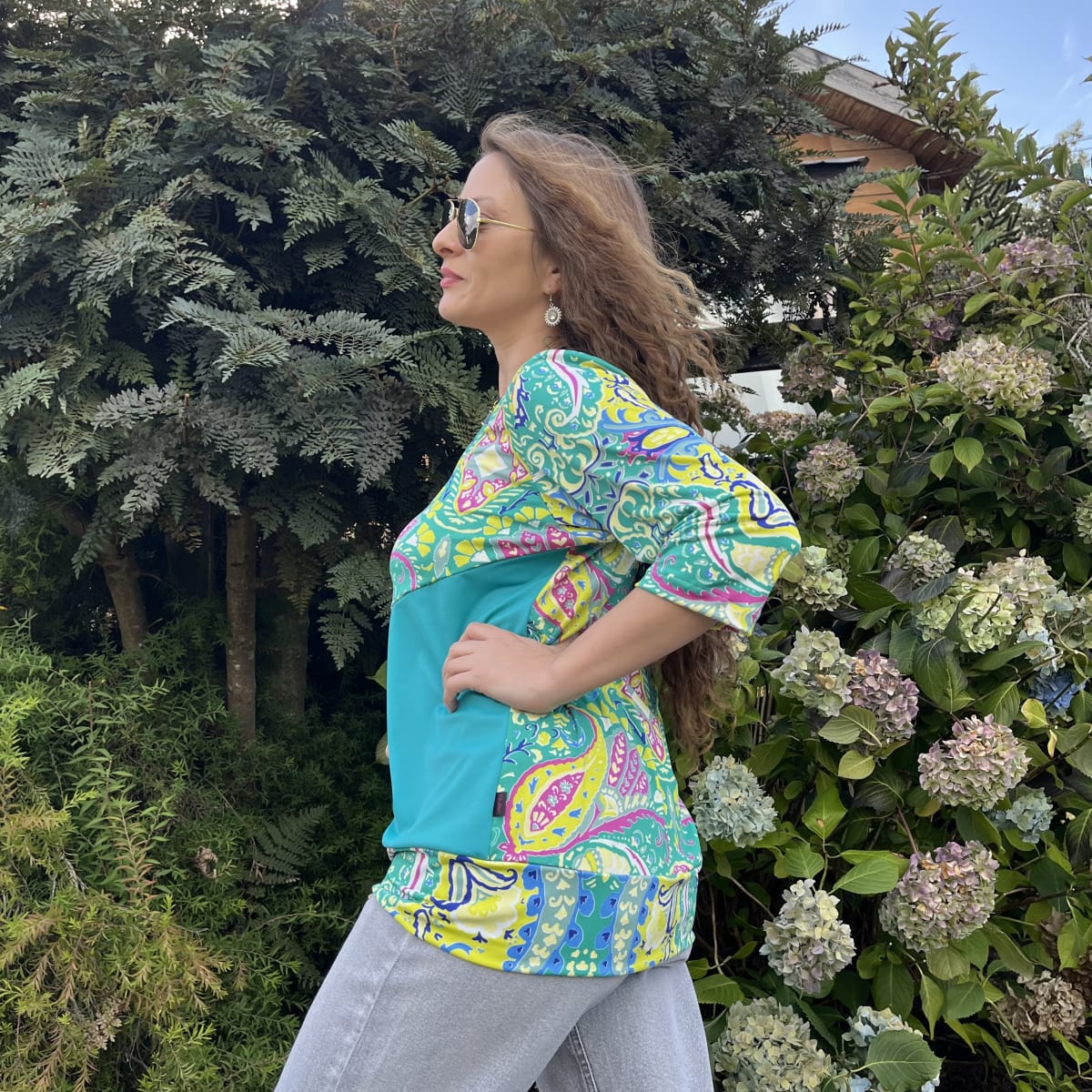 Polera Maria lycra turquesa mandalas3