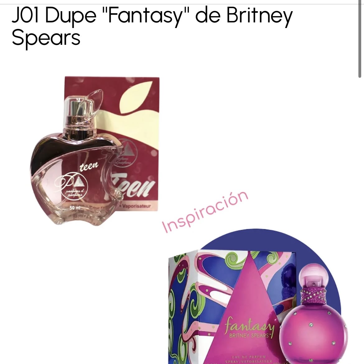 J01 TEEN FANTASY, BRITNEY SPEARS DUPE PERFUME1