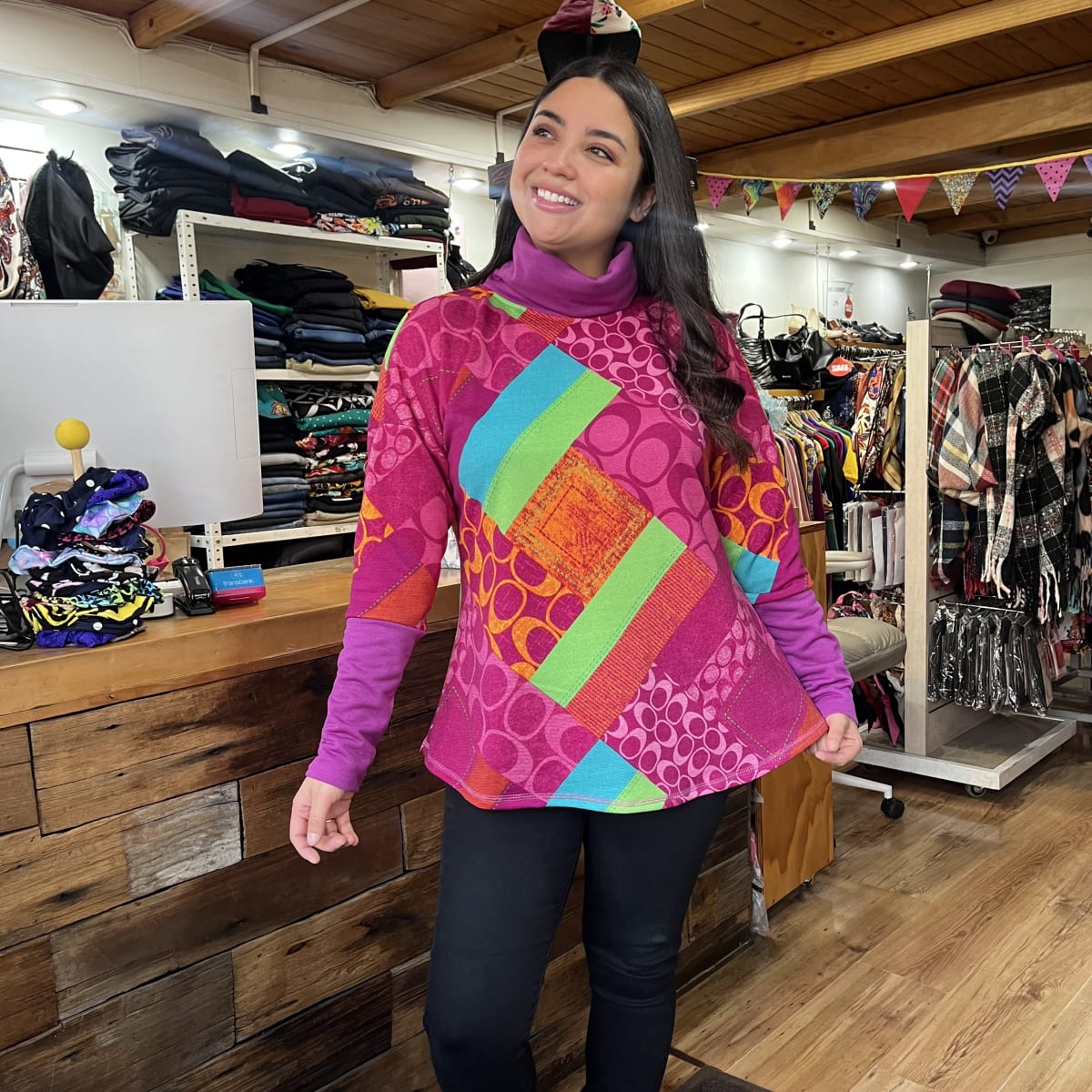 Poleron Candelaria lanilla geo magenta3