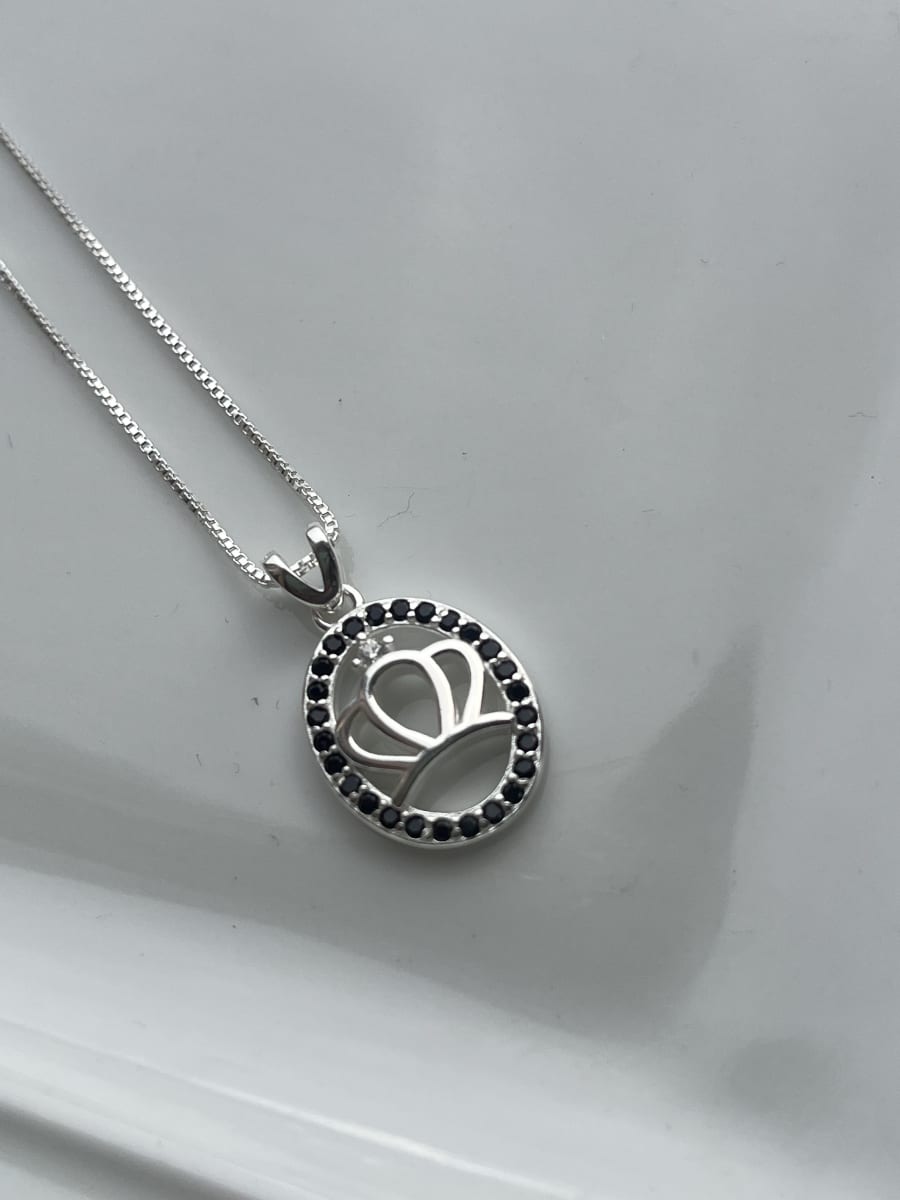 Collar plata 925 ovalo tiara microcircones negro2