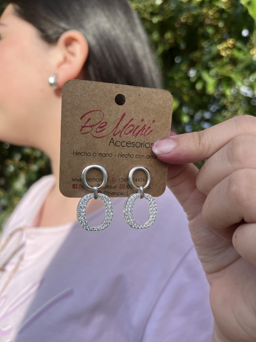 Aros Plata 925 colgantes ovalo y circulo microcircones1