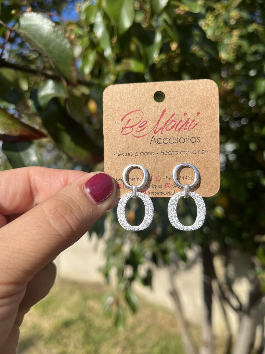 Aros Plata 925 colgantes ovalo y circulo microcircones2