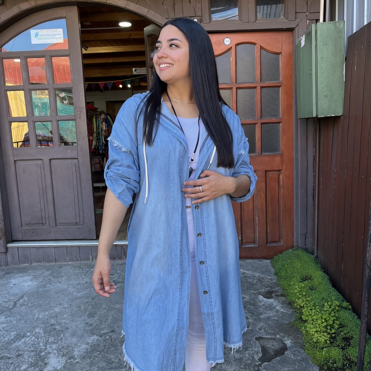 Bluson denim snoopy celeste con capucha2