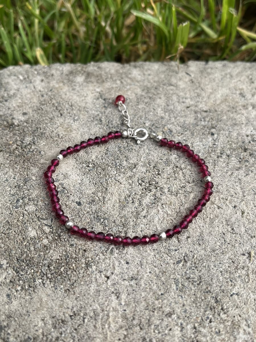 Pulsera plata 925 cristales magenta1