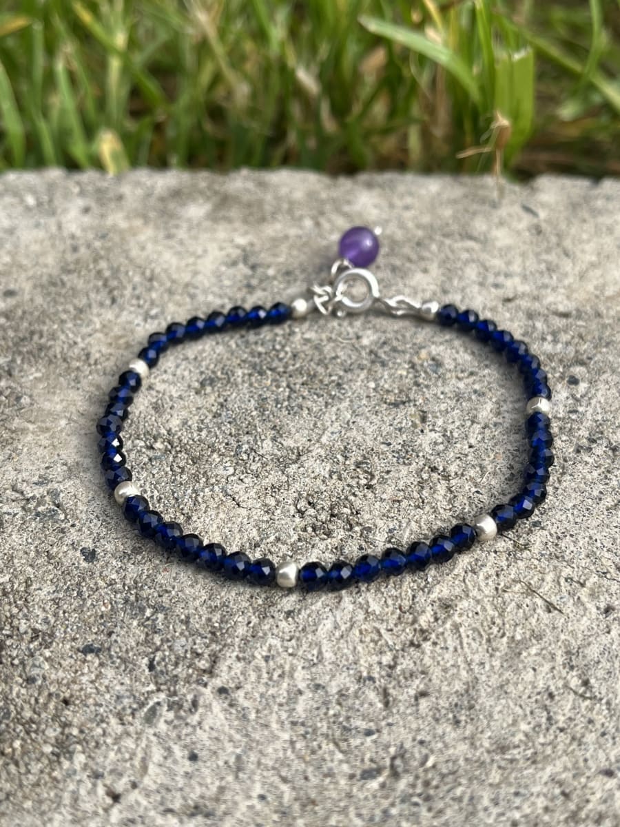 Pulsera plata 925 cristales azul1